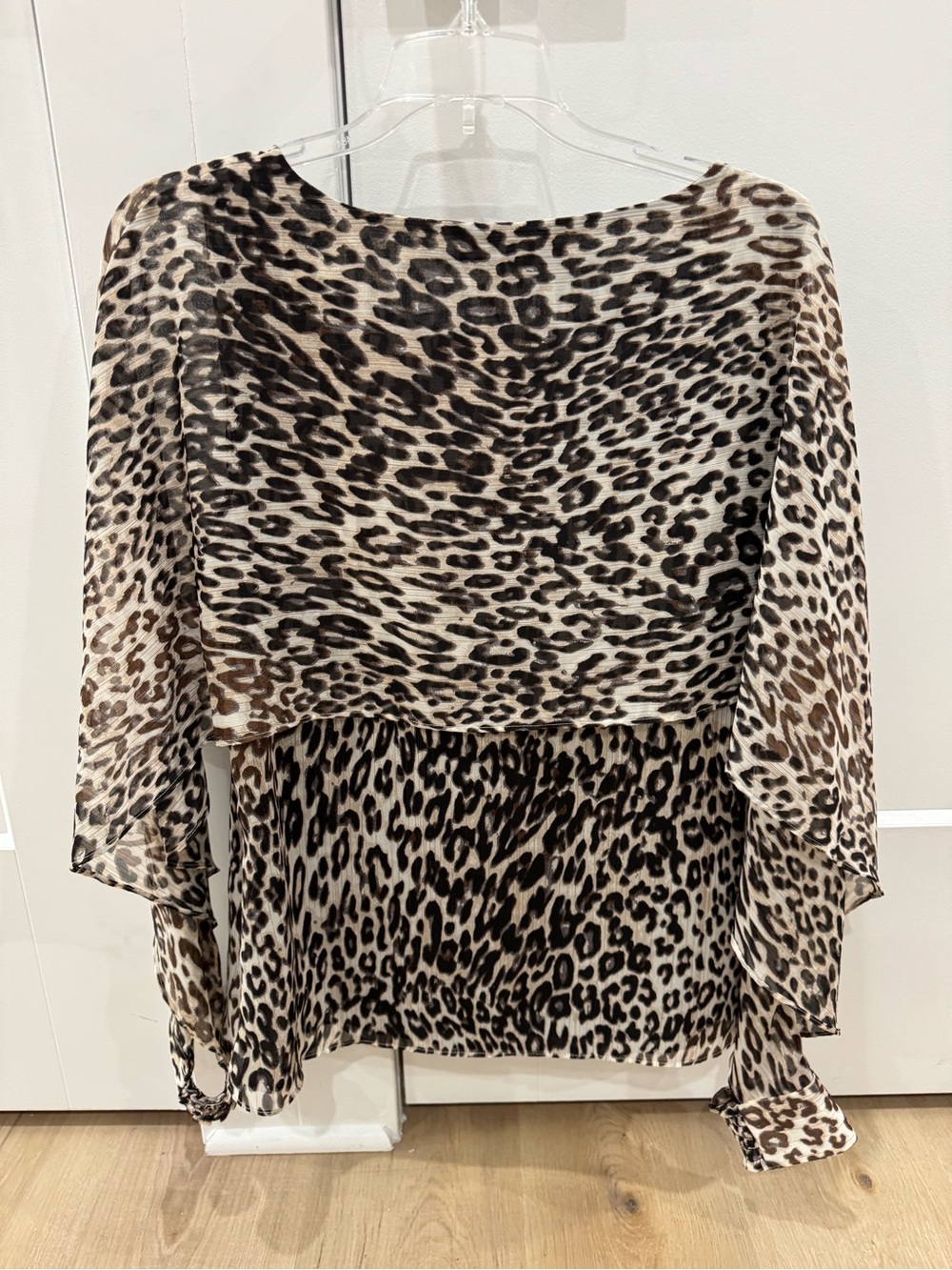 Leopard Print Sheer Blouse - Brown/Black